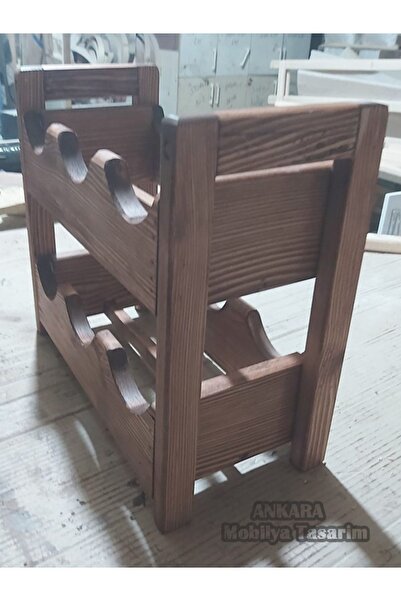 Genel Markalar İskandinav Ahşap Masif Ağaç Eskitme 2 Katlı Şaraplık İskandinav