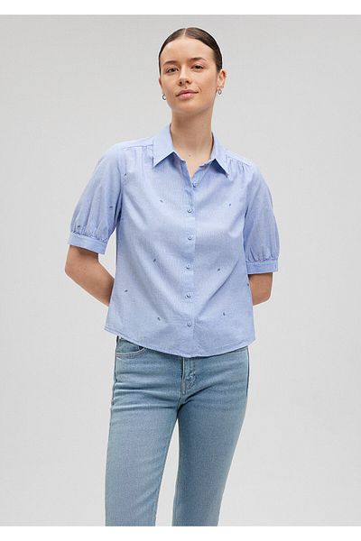 Mavi Cămașă albastră cu imprimeu mini cu flori, croială mulată/mulată1210060-87734