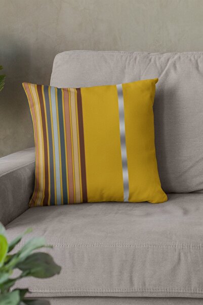 Viva Home 43x43cm din material tip stofă Husă de pernă cu pene thailandeze premium cu dungi subțiri, cu două fețe, Krl993