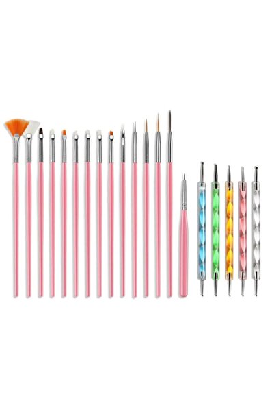 Acarlar Ticaret Nail Art Tırnak Süsleme Desen Fırça 15'li Ve Dot Kalem Seti 5'li