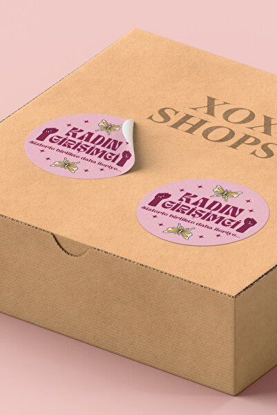 Basic Sense Kadın Girişimci Paketleme Ambalaj Kargo Ürün Etiketi Yapışkanlı Sticker - 3x3cm 90 Adet - ST2412