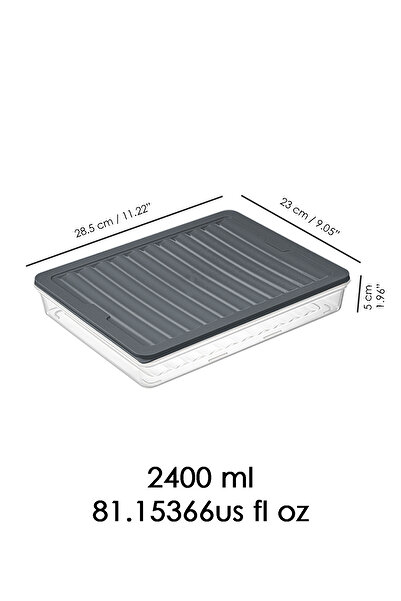 Meleni Home حاوية تخزين طعام أنثراسايت مكونة من 8 قطع - ميكروويف بسعة 2400 مل