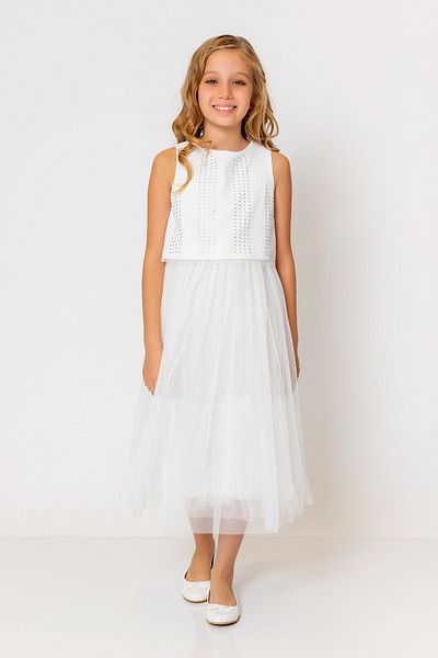 incity Girl's Sleeveless Diamond Tulle Evening Dress