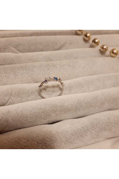 Renna elegant blue stone adjustable ring steel