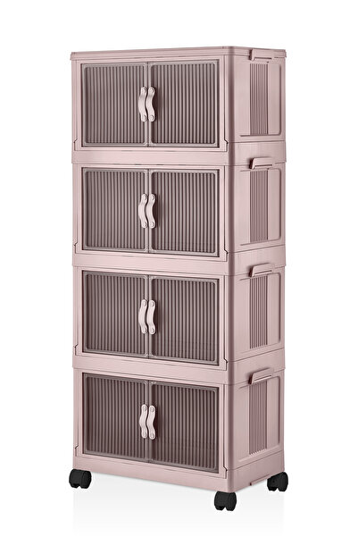 E-LİFE HOME 4'lü Katlanabilir Organizer Portatif Şık Görünümlü Çok Amaçlı Kapaklı Dolap Ve Saklama Kutusu