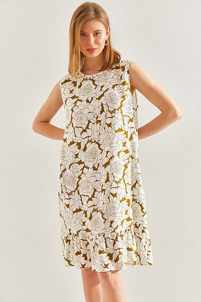Bianco Lucci Women's Viscose Dress with Ruffled Skirt and Floral Pattern -60211018