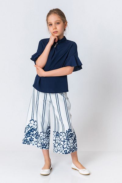 incity Girl's Flower Patterned Wide Leg Trousers