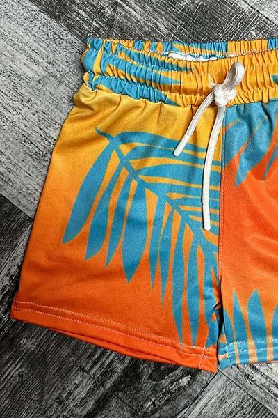 Riccotarz Boy's Palm Printed Πολύχρωμο πορτοκαλί Micro σορτς κολύμβησης
