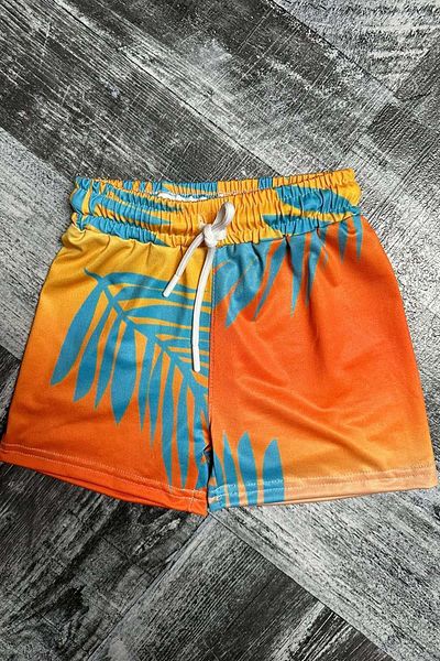 Riccotarz Boy's Palm Printed Πολύχρωμο πορτοκαλί Micro σορτς κολύμβησης