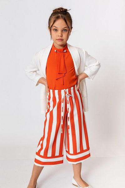 incity Girl's Striped Wide Leg Trousers