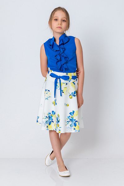 incity Girl's Belted Floral Patterned Skirt