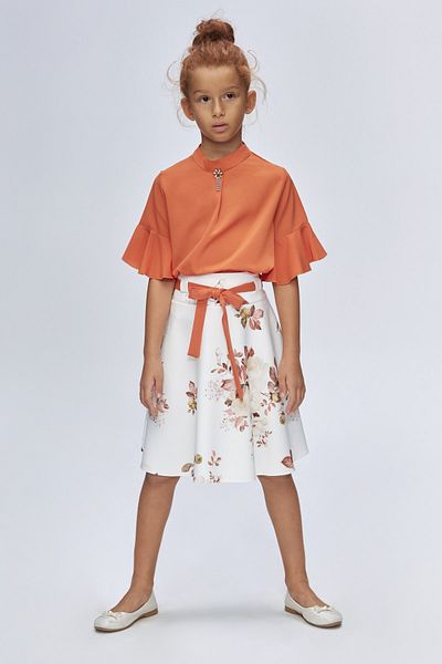 incity Girl's Belted Floral Patterned Skirt