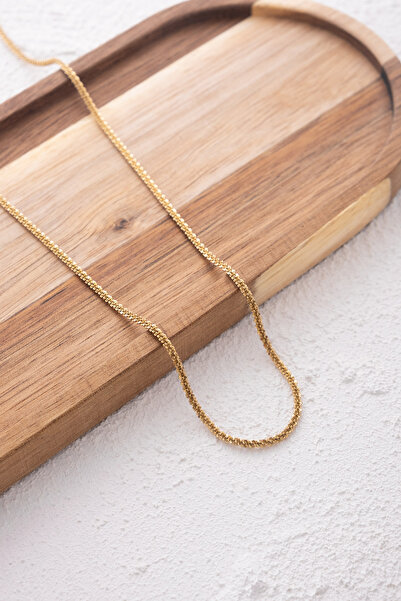 ByFlorya Jewelry Çelik Halat Elmas Kolye 3mm Kararmaz Ezme Diken Zincir 60cm