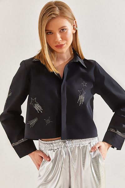 Bianco Lucci Kővel hímzett női poplin ing -60211028
