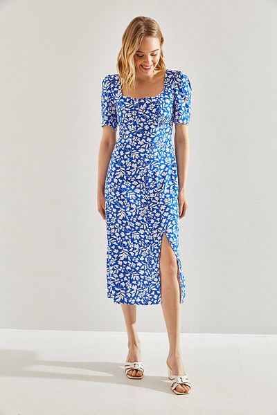 Bianco Lucci Patterned Viscose Women's Dress - Slit, Model No:60221004