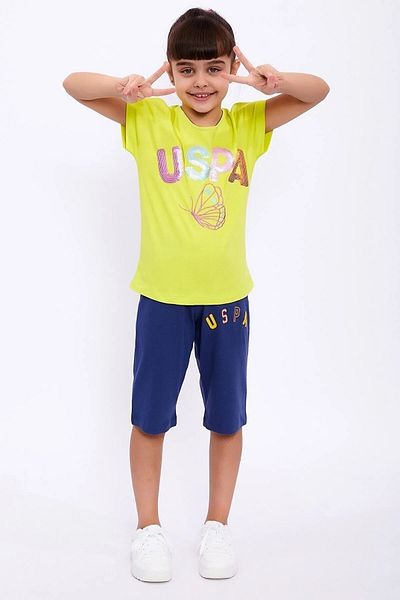 U.S. Polo Assn. Set de pijamale pentru fetiță cu mânecă scurtă Us Polo Assn