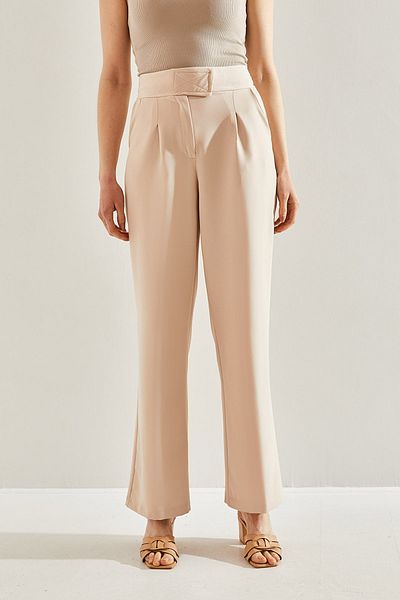 Bianco Lucci High Waist Velcro Palazzo Women's Trousers - Double Fabric60221010
