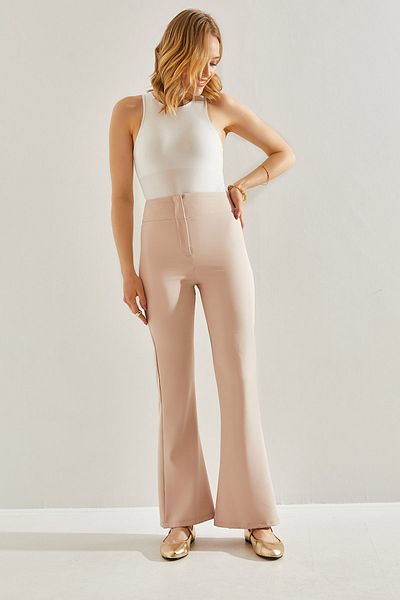 Bianco Lucci High Waist Damenhose - Spanisches Bein, Doppelgewebe60221008