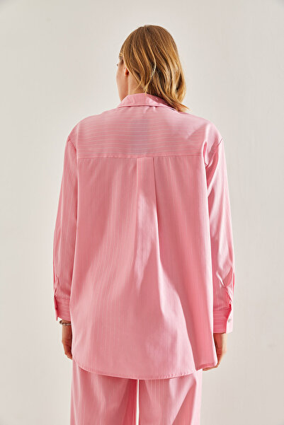 Bianco Lucci Fényes csíkos női poplin ing -60221022