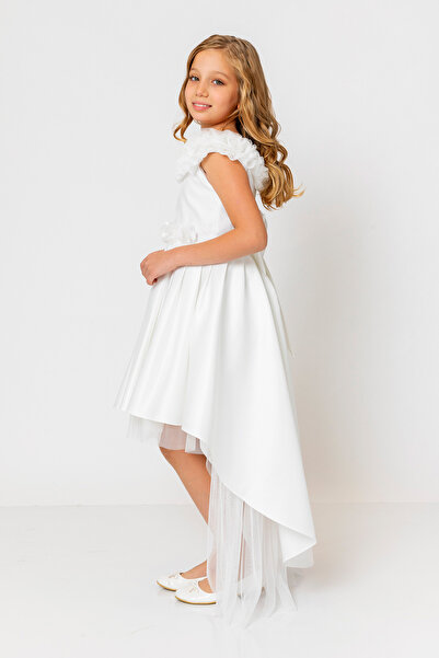 incity Kız Çocuk Çiçekli Kemerli Fırfırlı Abiye Elbise