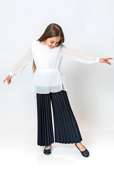 incity Girl's Rope Belt Detailed Pleated Trousers