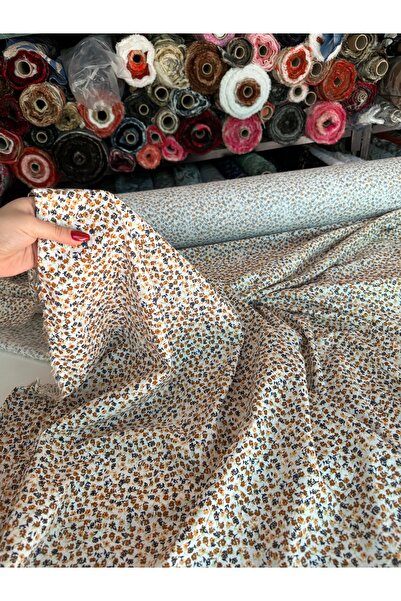 Yaren Ülker Flam Keten Kumaş %100 Pamuk Çift En Çiçek Desen