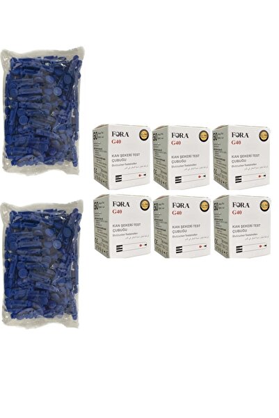 FORA G40 6 Kutu (50X6=300) Kan Şeker Ölçüm Stripi (ÇUBUĞU) 200 Lanset Iğne