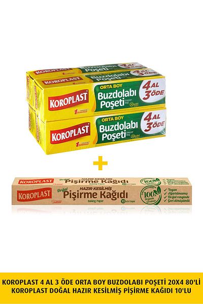 Koroplast 80 Pieces of Ready Cut Baking Paper - Buy 4 Pay 3 Medium Refrigerator Bags, 10 Pieces X1 Pieces