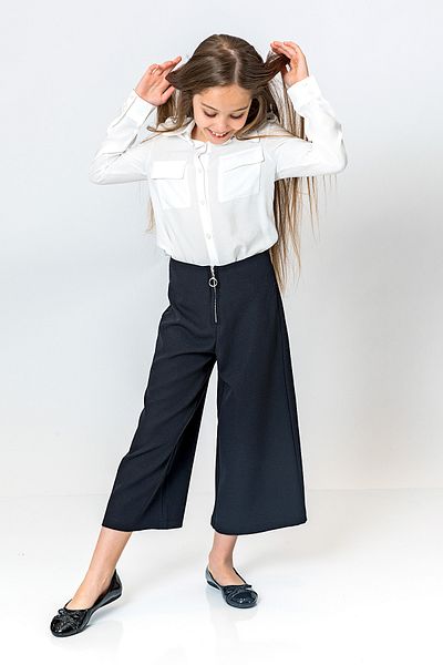 incity Girl's Front Zippered Wide Leg Trousers