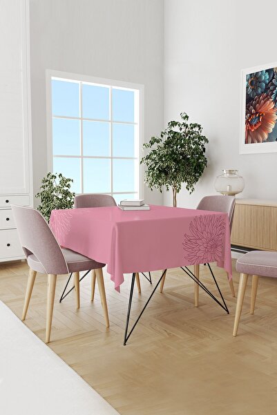 Moud's مفرش طاولة من جلد الغزال منقوش بخطوط باستيل باللون الوردي