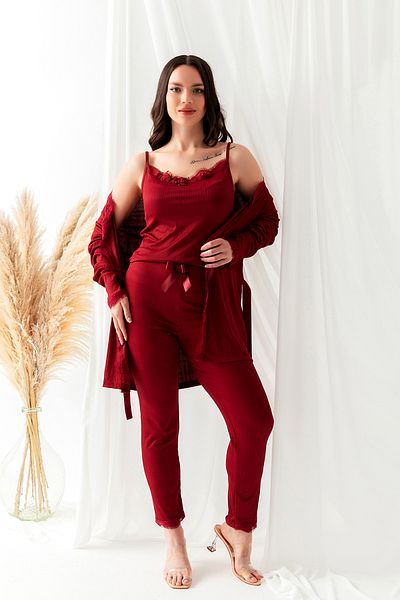 nisaNCa Set de pijamale pentru femei Pegasus cu dantelă și halat - Set zestre - Gamă largă de mărimi