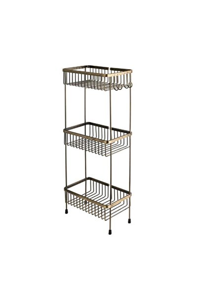 SYSTEM BANYO AKSESUARLARI Diktörtgen 3'lü Ayaklı Duş Rafı Antik Renk 647x150x...