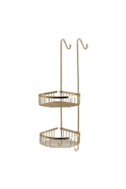 SYSTEM BANYO AKSESUARLARI Köşe 2'li Askılı Duş Rafı Altın Renk 702x200x294 Mm