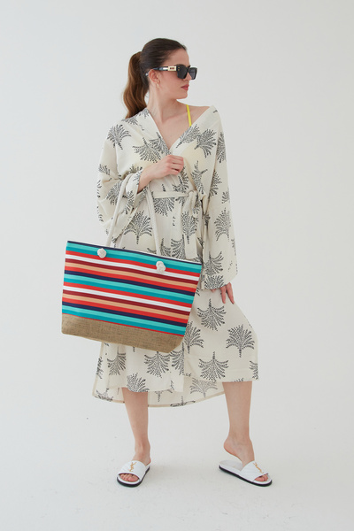 bakacstore حقيبة شاطئ البحر للنساء متعددة الألوان بسحاب ومقبض ناعم للموسم الجديد