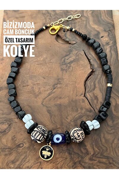 bizizmoda الخرز الزجاجي الأفريقي البوهيمي نمط الزجاج الخرز العين قلادة الخشب ...