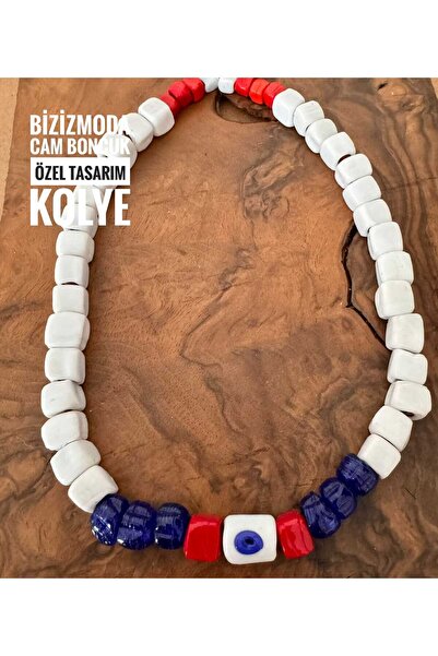 bizizmoda Bodrum Glass Bead Serenay Glass Necklace Evil Eye Bead Necklace