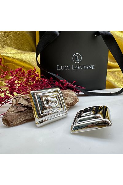 LUCİ LONTANE Square Motif Design Earrings