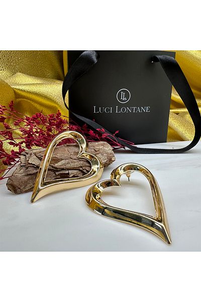 LUCİ LONTANE Heart Motif Design Earrings