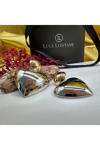 LUCİ LONTANE Heart Plate Motif Design Earrings
