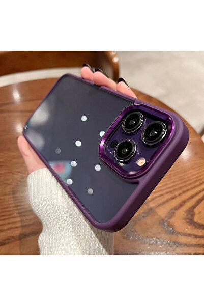 EDELFU Iphone 14 Pro Max Derin Mor Sararmaz Orjinal Mika Kapak Tuşları Ve Kamera Çevresi Metal