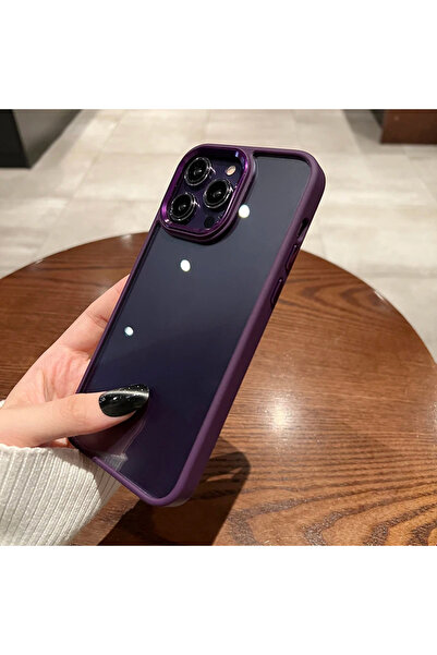 EDELFU Iphone 14 Pro Max Derin Mor Sararmaz Orjinal Mika Kapak Tuşları Ve Kamera Çevresi Metal