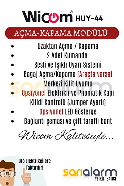 WICOM Oto Merkezi Kilit Uzaktan Açma Kapama Deri Kayışlı Kumanda Seti 12v