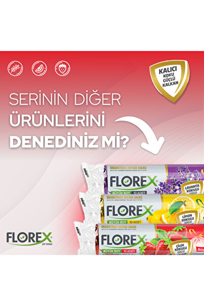 Florex Büzgülü Çilek Kokulu Büyük Boy Çöp Poşeti X 5 Rulo
