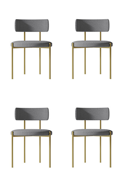 AVVİO Alisa Mat Gold 4 'lü Yemek Odası  Mutfak Masası  Cafe Restorant Sandaly...