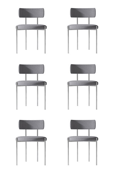 AVVİO Cheri  Gümüş 6 'lI Yemek Odası Sandalyesi Mutfak Masası  Cafe Restorant...