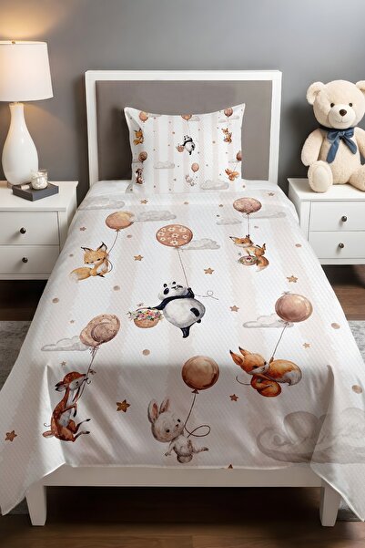 EVPANYA مجموعة بيكيه منقوشة بالحيوانات مع بالونات طائرة (160×230 سم)