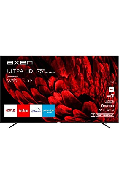 Axen AX75LEDB252 75" 190 Ekran Uydu Alıcılı 4K Ultra HD Smart WebOS LED TV