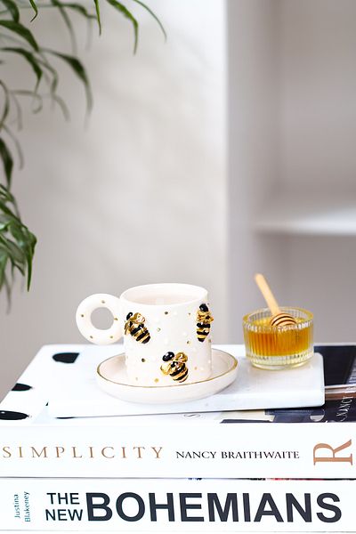 SİNEM YAMAN HOME Ari Gold Turkish Coffee Cup / Handmade Ceramic Cup