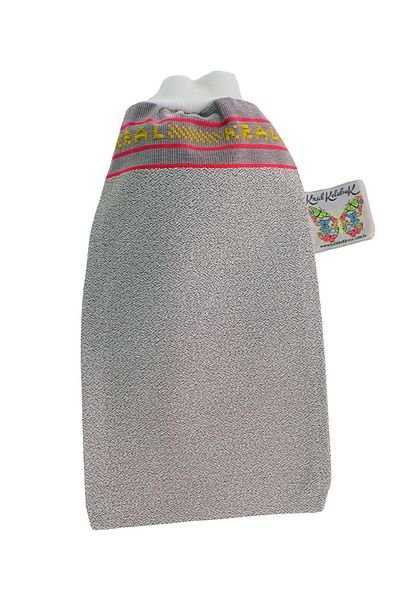 Kelebek Kese Gray Peeling Gloves - King Pouch, 100% Flush Silk, Bath Shower