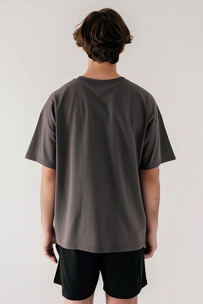 Coredra Tricou supradimensionat pentru cafenea locală pentru bărbați - afumat